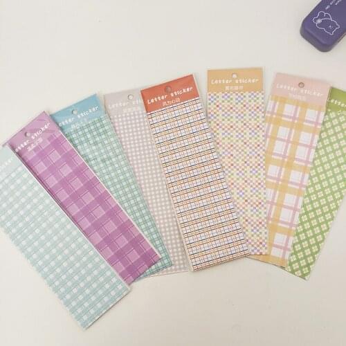 2pcs Colorful Plaid Number Letter Decor Stickers Hand Account DIY Collage Material Bullet Journal Album Cute Stationery