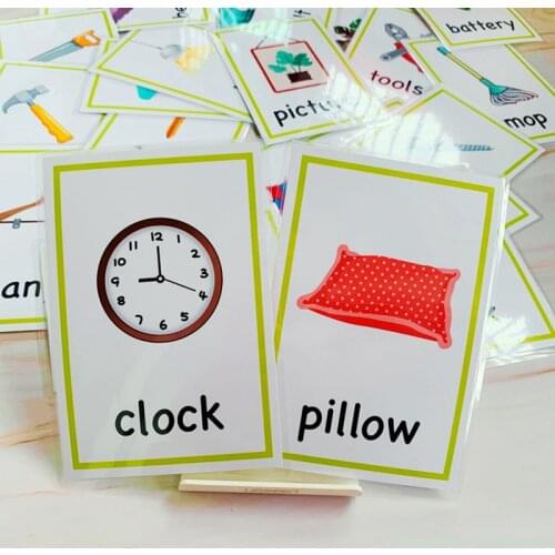 28pcs Montessori Baby English Learning Cards Daily Necessities Cognitive Words Flash Cards For Kids Educational Toys