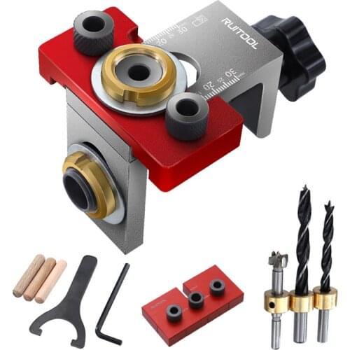 3 In 1 Adjustable Doweling Jig Woodworking Pocket Hole Jig With 8/10/15mm Drill Bit For Drilling Guide Locator Puncher Tools