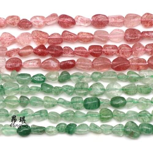 4-7mm Real Natural Green Strawberry Quartz Beads Irregular Shape Gravel Crystal Loose Beads For Jewelry Making DIY Bracelet 15