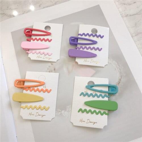 4Pcs/Set Color Frosted Hairpin Cute Wave Folder Simple Everyday Hair Accessories Spring And Autumn New