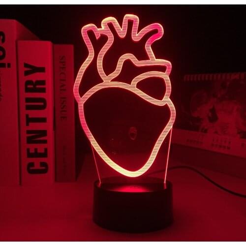 Acrylic 3D LED Night Light Heart for Bedroom Decoration Color Changing Nightlight for Fans Gift Room Decor Coeurs Lamp