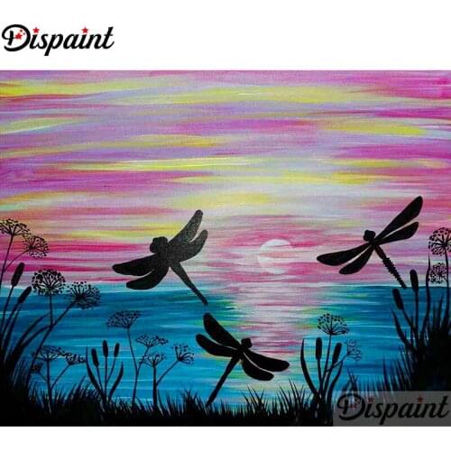 Dispaint Full Square/Round Drill 5D DIY Diamond Painting "dragonfly landscape" 3D Embroidery Cross Stitch Home Decor Gift A12796