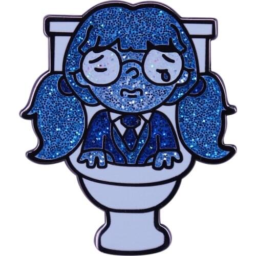 Glitter Moaning Myrtle Enamel Pin Sad Toilet Ghost Girl