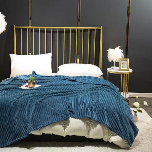 Bonenjoy Blankets Soft Warm Thow Blanket Blue Color Double Flannel Bed Blankets for Beds Bedspread Plaid on the sofa