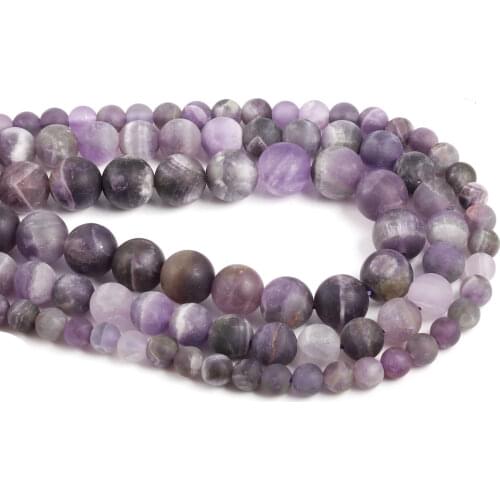 Natural Stone Dull Polish Matte Amethysts Beads Purple Crystal Quartz Beads for Bracelet Necklace Jewelry Making DIY Wholesale