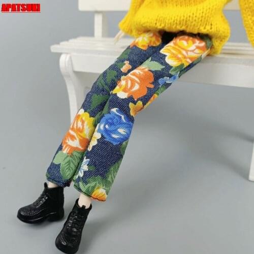 Flower Floral Jeans Pants Doll Clothes For Barbie Doll Outfits Casual Wears Trousers For 1/6 BJD Dollhouse Accessories Toys