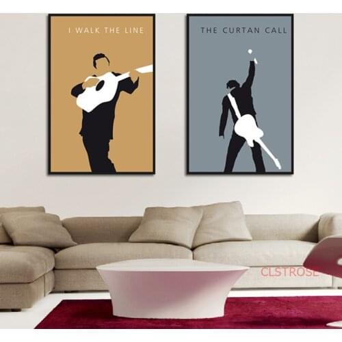 Nordic Home Decoration Abstract Poster Minimalist Abstract Concert Guitar Singer Silhouette Canvas Painting Living Room Wall Art