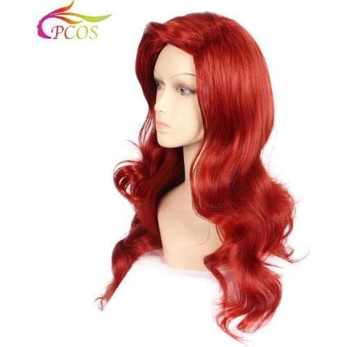 70cm Long Wavy Red Jessica Halloween Beauty Wigs Party Stage Synthetic Copper Red Wavy Cosplay Wig for women