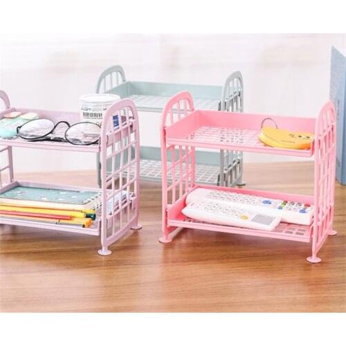 Double-Layer Hollow Shelf Plastic Desktop Cosmetics Finishing Rack Home Bathroom Kitchen Storage Rack