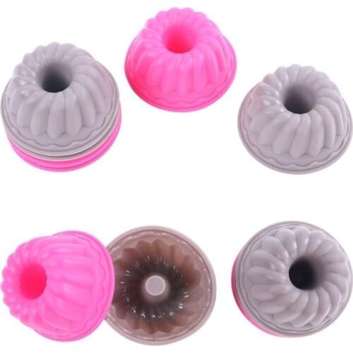 6 Pcs Cake Mold Silicone Round Shape Solid Color Cupcake Baking Tool Pudding Egg Tart Bakeware Mould Kitchen Gadgets FP8