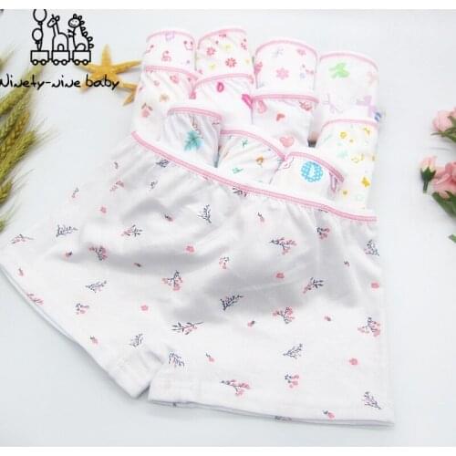 12pcs Girl Cotton Underwears Childrens Boxer Underpants Flowers Cartoon Printing Briefs Kids Comfortable & Breathable Panties