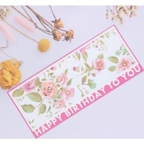 KLJUYP Birthday Slimline Frame Metal Cutting Dies Scrapbook Paper Craft Decoration dies scrapbooking