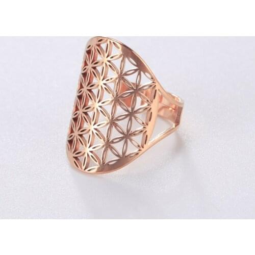 COOLTIME Flower Of Life Couple Ring for Women Stainless Steel Finger Rings for Men Fine Jewelry Amulet Viking Ring Wholesale