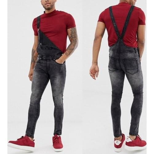 Rompers Suit Men Jeans Jumpsuit 2021 New Fashion Cotton Casual Male Denim Slim Skinny Pants Overalls Playsuits Plus Size