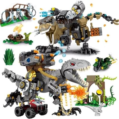 Jurassic Reload Tyrannosaurus Rex Building Blocks Dinosaur World with Figures Animal Park Bricks Toys for Children Gift