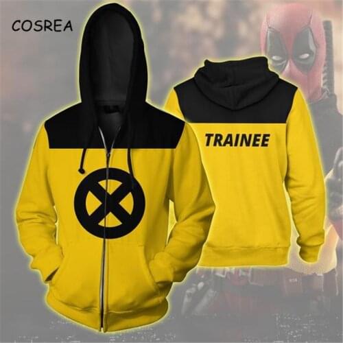 Costume Deadpool Cosplay Kids Sweatshirt X-Force Yellow Slim T-shirt Hoodies Sweatshirts Top Jackets Coat For Adult Men