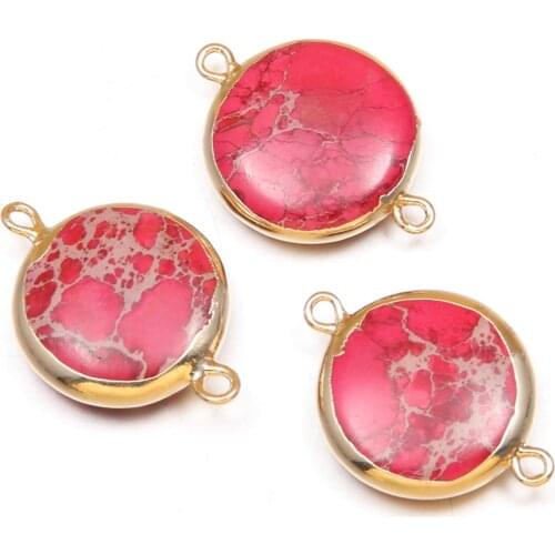 Round Red Emperor Stones Pendant Necklace Reiki Healing Natural Stone Amulet DIY Jewelry Gift Size 20x28mm