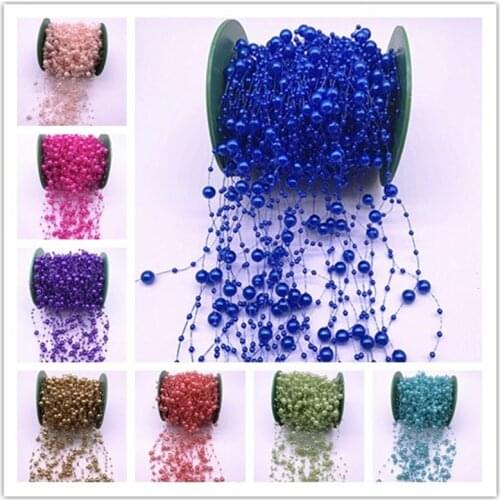 2pcs 1.3meters 3-8mm Fishing Line Artificial Pearls Flower Beads Chain Garland Flowers Wedding Party Decoration Diy