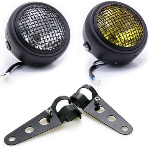 Motorcycle Head Lamp Lampshade Grill Cover 5.75" Inch Universal Retro Vintage Bracket Mask Mount Headlight Cafe Racer Bobber