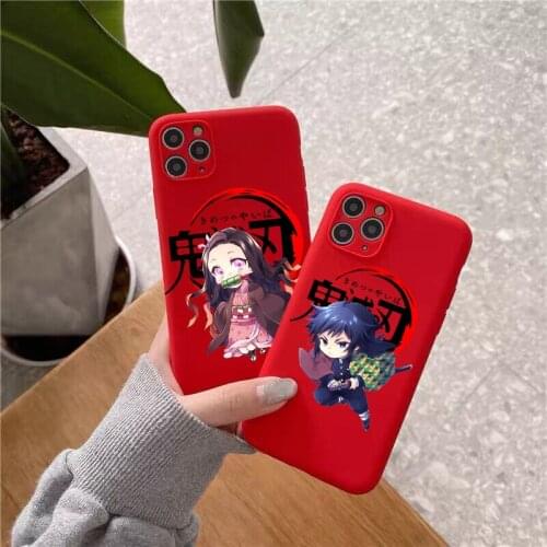 Cute Japan Anime Demon Slayer red TPU soft phone Case For Iphone 11pro 12 Pro max 7 8 Plus XR XS Max SE2020 12mini Phone Cover