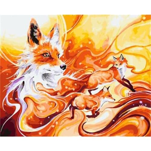 FSBCGT Fox Animals Painting By Number Kits DIY Oil Paint By Numbers Hand Painted On Canvas Home Wall Art Decor