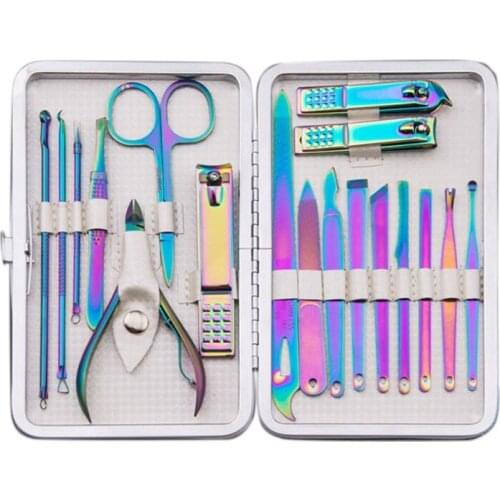 18 Pcs Nail Clipper Set Stainless Steel Ear Spoon Nail Scissors Grooming Manicure Cutter Kits