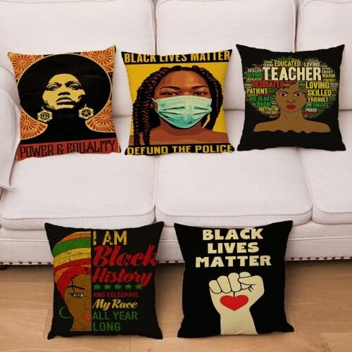 Retro Design Black Lives Matter Print Cushion Cover Fist Letter Pattern Pillowcase Kid Gift Soft Plush Pillows Cases Home Decor