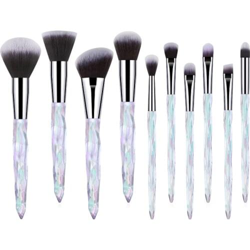 New 10 Pcs beginner makeup brush set powder concealer eyebrow eye shadow lip blush beauty makeup tool design handle colorful