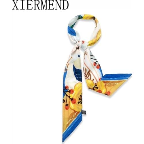2021 new small silk scarves tied spring and autumn period Korea bag skinny scarf women with ribbon small scarf