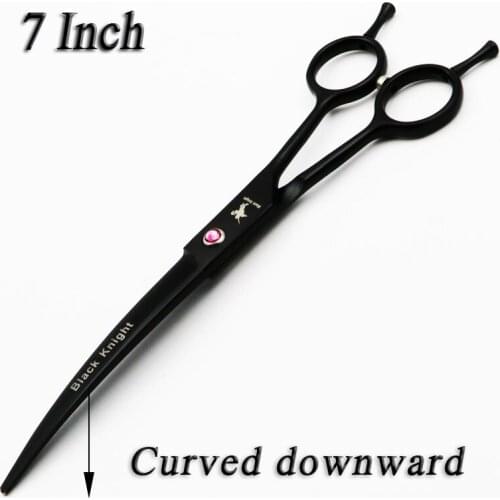 7" Black Pet Grooming Scissors Professional Hair Cutting Shears for Dogs and Cats Curved Downward