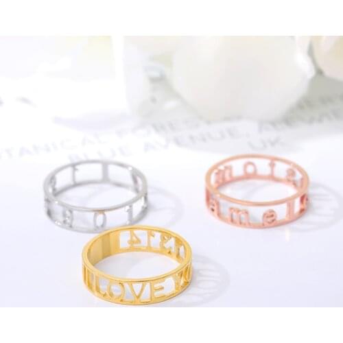 Custom Name Ring Hollow Letter Silver Gold Stainless Steel Personalized Name Rings Jewelry For Women Men Best Friends Gift BFF
