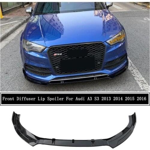For Audi A3 S3 2013 2014 2015 2016 Front Bumper Diffuser Lip Spoiler High Quality ABS Bright Black Auto Accessories
