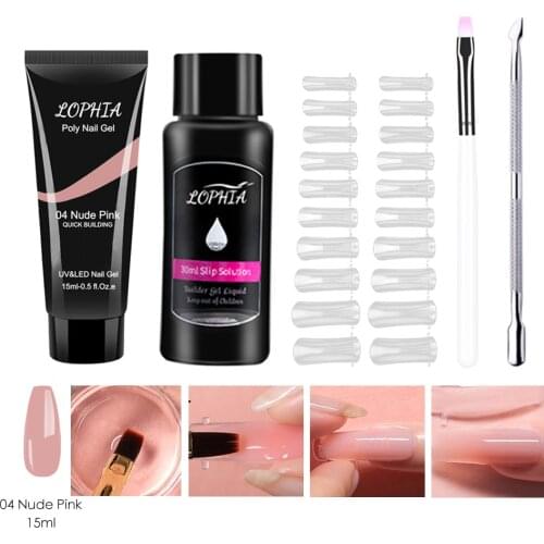 LOPHIA Poly Extension Nail Gel Kit All For Manicure Set 15ml Fast Building Gel Cuticle Pusher Finger Extend Mold Gel Polish Set