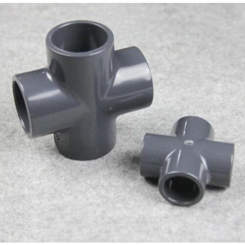 UPVC Plastic Flat four-way joint PVC pipe cross connector garden irrigator fish tank supplies 1 Pcs