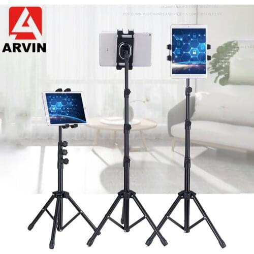 Arvin Adjustable Tripod Floor Tablet Phone Holder for iPhone X 8 Ipad Air Pro 5-12.9 Inch Tablet Mount Floor Stand Tripod Base