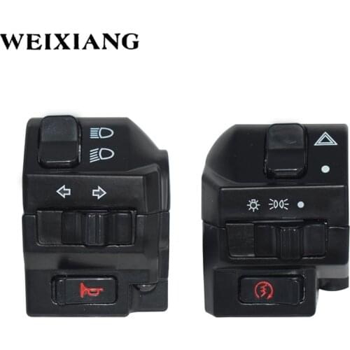 Black 7/8" 22mm Motorcycle Handle Bar Switches Horn Turn Signal Headlight Fog Light Electric Start Handlebar Controller Switch