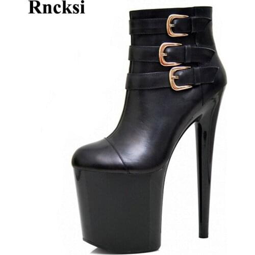 Rncksi 20cm Top High Heels Spring Lady Party Thick Roots, Zipper, Pole Dancing Boots, Sexy High Boots Women Ankle Boots Shoes