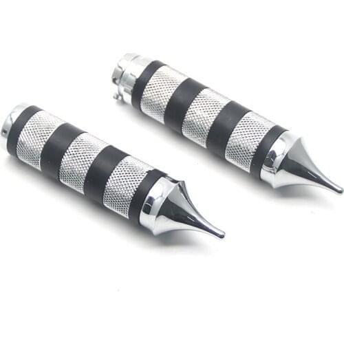 Ring Pointed Style 1" Handlebar Grips For Harley Davidson 1986-2013 Chrome