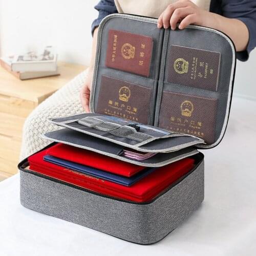 Large Capacity Document Organizer Passport Card Storage Bag Multi-Layer Travel Waterproof Bag With Lock Storage Organizer Pouch
