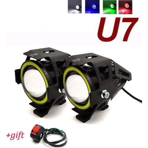 U7 LED Light Motorcycle Angel Eyes Headlight Spotlights Auxiliary Bright Fog Light For Kawasaki NINJA 250 300 R Z 250 300 ZX14R