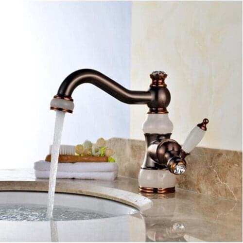Vidric Oil Rubbed Brass Jade Faucets Kitchen Faucet Antique Sink Basin Water Taps Deck Mounted Bathroom faucet