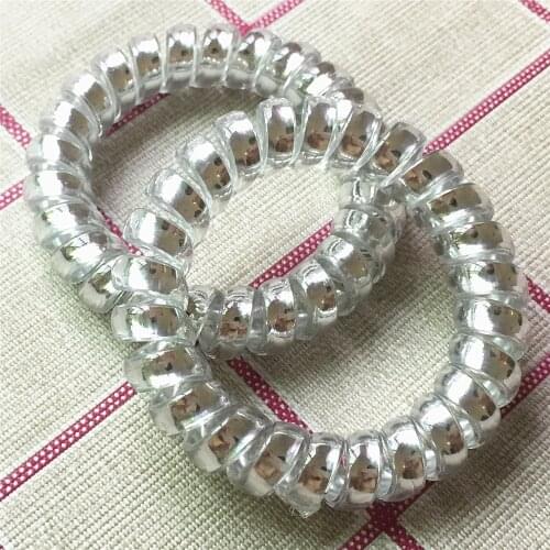 Bright Silver High Elasticity Telephone Wire Bracelet Women Spiral Band Coil multi-role Tie Hair band Ponytail Scrunchies