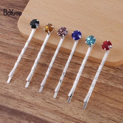 BoYuTe (16 Pieces/Lot) Mix Colors Rhinestone Barrette Hair Clip Classic Simple Design Women Hair Jewelry Accessories Wholesale