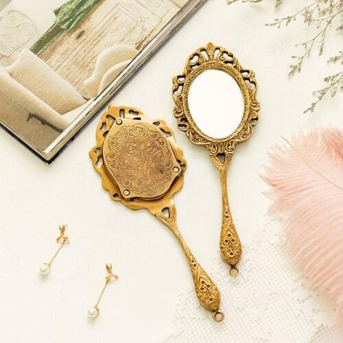 Makeup Mirror зеркало Resurrection INS Style European Convenient Handle Circular Household Decoration Photography Props Mirrors