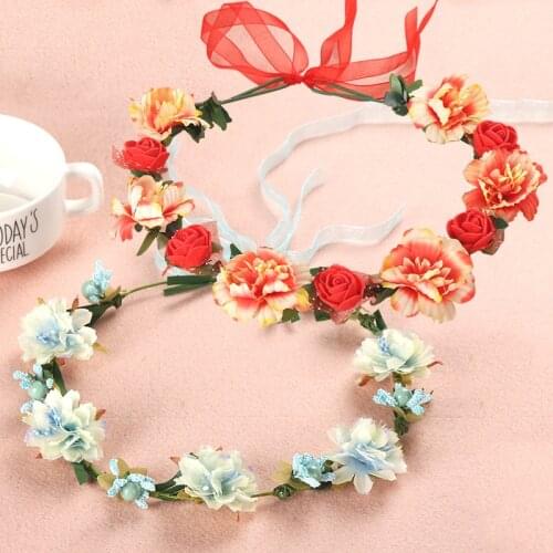 Women Bridal Flower Garland Headband Beautiful Flower Crown Hair Wreath Head Wreath Party Wedding Headpiece Bridesmaid