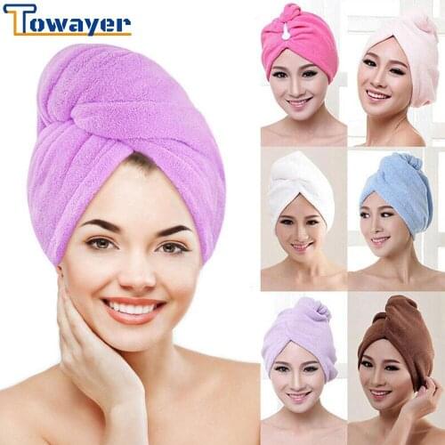 1PC Microfiber Hair Fast Drying Dryer Towel Bath Wrap Hat Quick Cap Turban Dry Quick Drying Lady Household Bath Tool