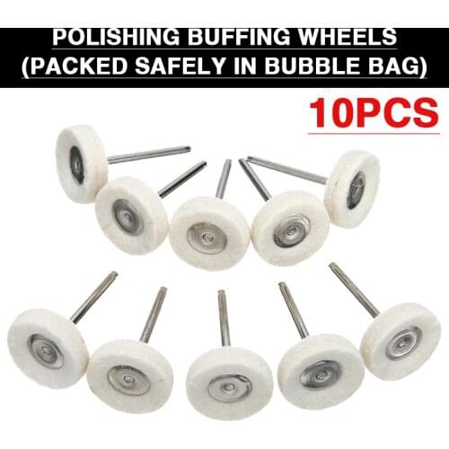 10pcs 25MM White Felt Polishing Wheel Mini Rotary Metal Buffing Wheel 3mm Shank For Wood Nuclear Jade Polishing Processing