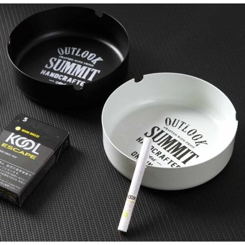 12CM Nordic Simple Round Metal Ashtray Creative Letter Black White Iron Ashtray Living Room Home Decorations Crafts Ashtray