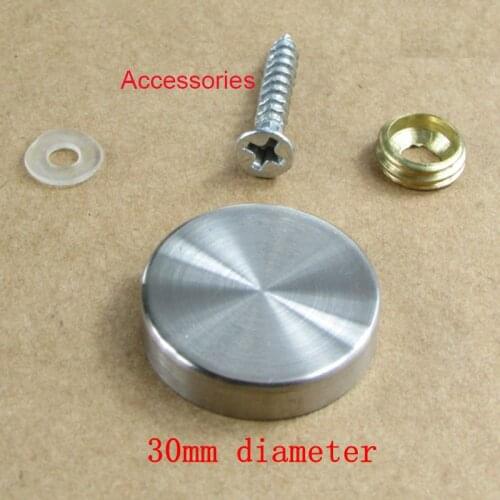 20pcs 30mm Diameter Stainless Steel Decorative Mirror Screw Cap Nails Metal Cover Satin Brushed